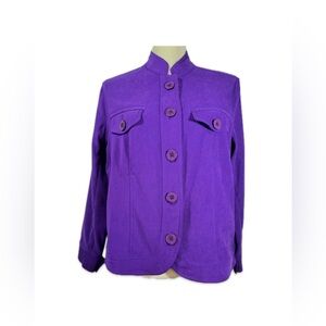 Draper's & Damon's Purple Blazer Women’s size Medium Petite Button Down Pockets